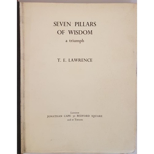 77 - Lawrence, T.E. Seven Pillars Of Wisdom. Published by London: Jonathan Cape, 1935. Large quarto, orig... 