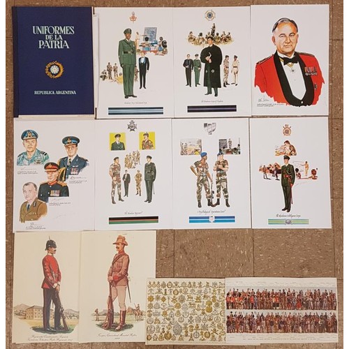 658 - Coloured Prints of Military personnel from the Argentinan/Rhodesian army. Size Mainly 16