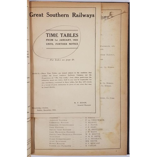 14 - Great Southern Railways Time Table July 1924 to October 1925. Large format bound volume with 4 time ... 