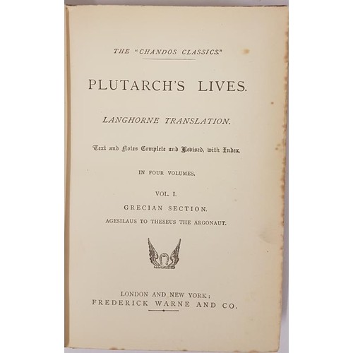38 - Plutarch’s Lives – 4 vols, c.1903, Langhorne’s Translation.