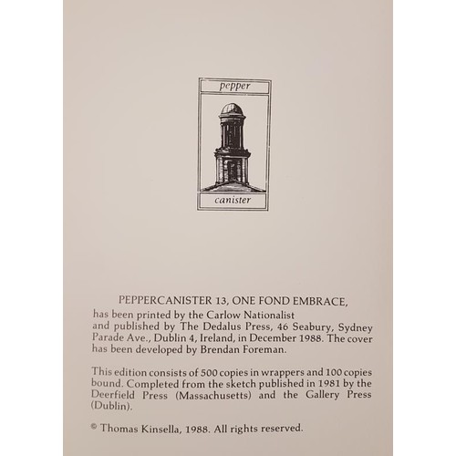 62 - Thomas Kinsella. One Fond Embrace. 1988. 1st limited edit and T. Kinsella. Madonna and Other Poems 1... 