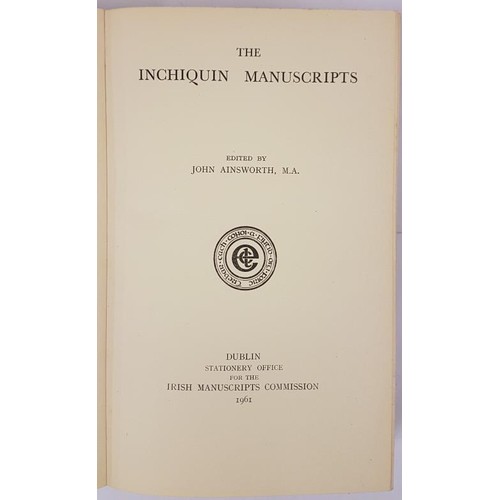 176 - Ainsworth, The Inchiquin Manuscripts, IMC, 1961, 749 pps; sig of M ORiain, Coradh Finne; vg. (1)