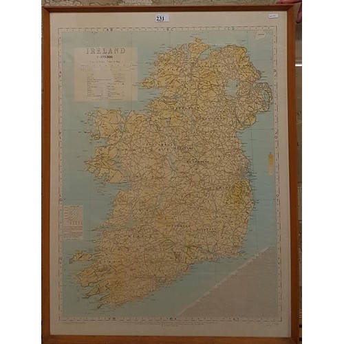 191 - Framed Map of Ireland - Showing distances by road between principal cities and towns. Government of ... 