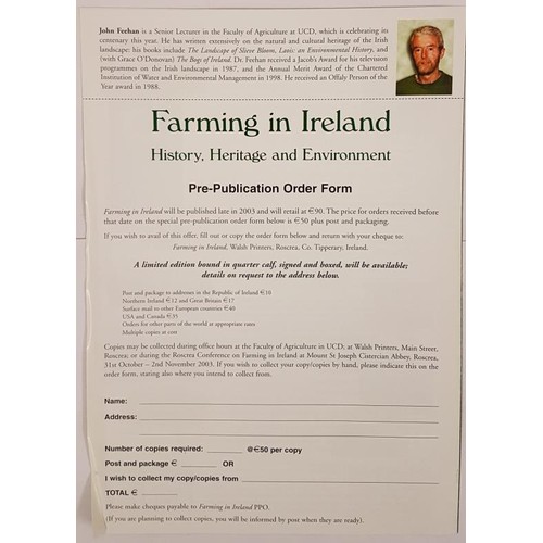 326 - John Feehan, Farming in Ireland, folio, 2003, repaired tear in dj; with prepublication pamphlet inse... 