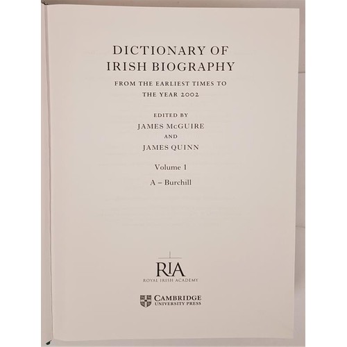 127 - Dictionary of Irish Biography, complete 9 Volumes, A to Z published by the Royal Irish Academy in 20... 