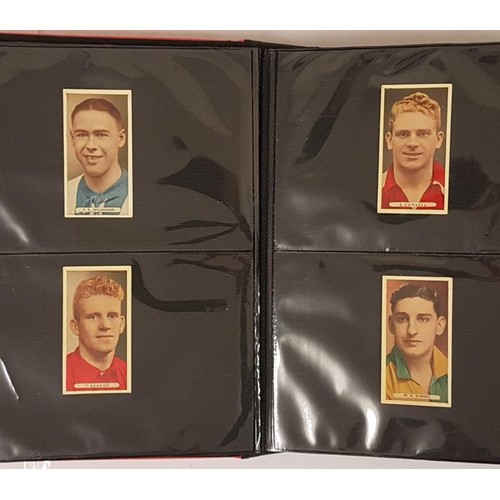 66 - Photo album C. 1950 of cigarette cards of jockeys, soccer players and cricket players. About 150 car... 