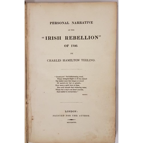 98 - Personal narrative of the Irish rebellion of 1798 Charles Hamilton Teeling Published by London: Prin... 