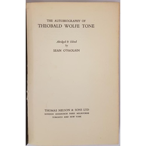 109 - Sean O Faolain - WOLFE TONE, 1936. First UK Edition, First Printing. This copy was owned by the auth... 