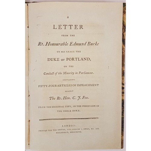 118 - Edmund Burke. A Letter to His Grace The Duke of Portland. 1797 bound with A Letter to a Member of th... 