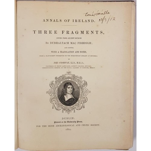 129 - Annals of Ireland from Ancient Sources By Dubhaltach Mac Firbisigh. Edited, Translation and Notes by... 