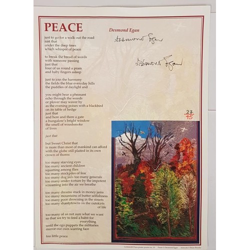 148 - Desmond Egan – PEACE, The Goldsmith Press, 1990. A Limited edition Broadside and one of only 4... 