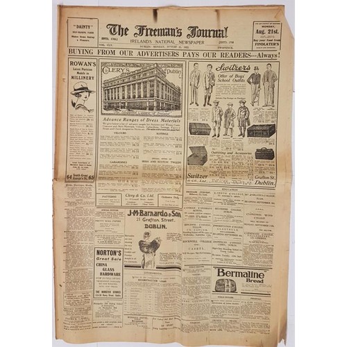 152 - Irish Civil War. The Freeman’s Journal August 21, 192. Reports on attack on Michael Collin&rsq... 