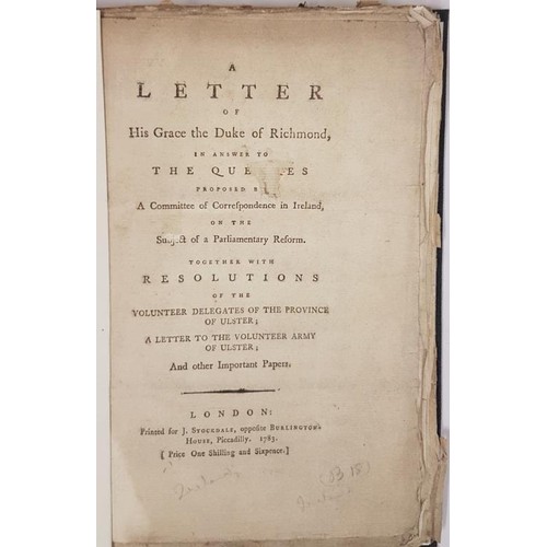 164 - [Irish volunteers] A Letter of Duke of Richmond, on Parliamentary Reform. Together with Resolutions ... 