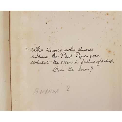 196 - Eva Gore-Booth. The House of Three Windows. 1926. 1st Manuscript poem on end paper, possibly by auth... 