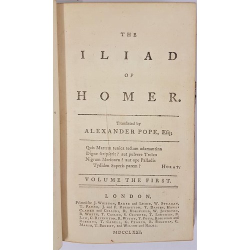 225 - The Iliad of Homer [in five volumes], Pope, Alexander (Translated by) Published by London, J. Whisto... 