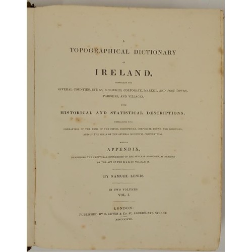 228 - Samuel Lewis. A Topographical Dictionary of Ireland.   1837.  First.   2 vo... 