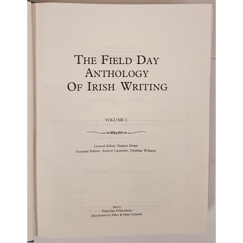 231 - The Field Day anthology of Irish writing / general editor, Seamus Deane SIGNED ; associate editors, ... 