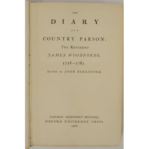 234 - The Diary of a Country Parson: 1758-1802 The Reverend James Woodforde. Edited By John Beresford FIVE... 