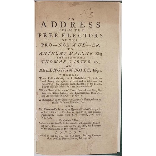 245 - An Address from the Free Electors of the Pro---nce of Ul---er, to Anthony Malone, Esq Wherein Their ... 