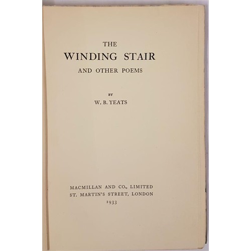 252 - THE WINDING STAIR And Other Poems Yeats, W.B. [William Butler] Published by Macmillan and Co.: Londo... 