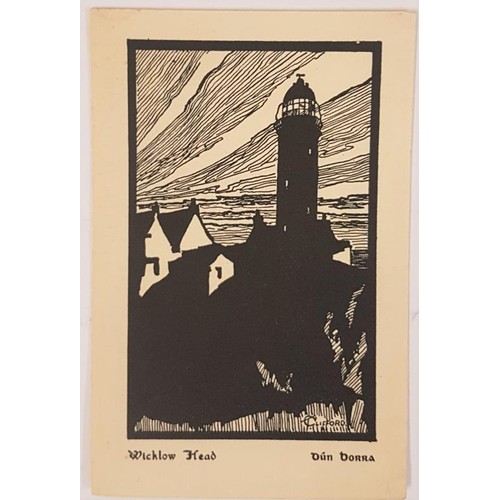 254 - Three Candles Press Card. Wicklow Head. Christmas 1936. Lovely black and white drawing by Clifford