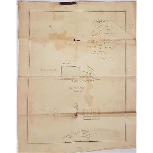 262 - Original Unrecorded 1836 Map of Dublin. Survey of the Lands of Basken, Parish of Cloghran, Barony of... 