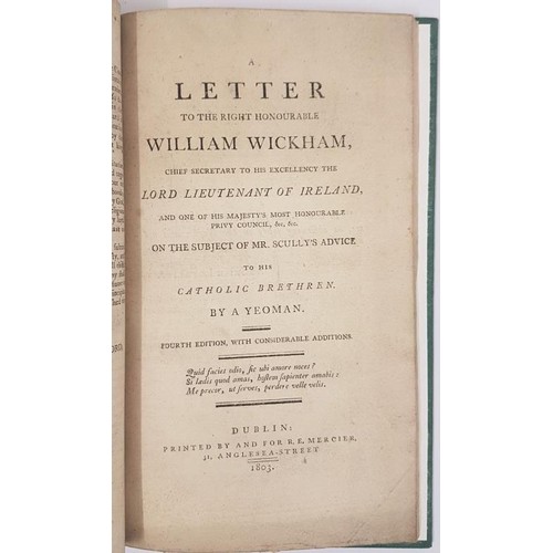 290 - [Two works] An Irish Catholic’s Advice to his Brethren how to repel French Invasion, Civil War... 