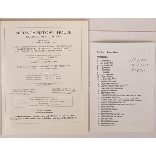 301 - Christies catalogue of contents of Mountainstown House, Navan 28/29 Sept. 1988. Illustrated and P.F.... 