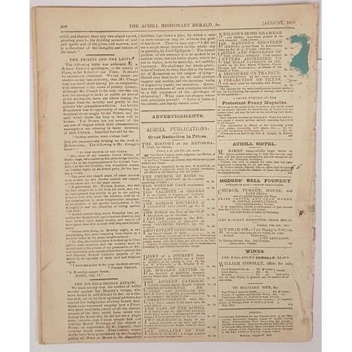 342 - The Achill Missionary Herald and Western Witness. August 1852. 16 pages. As issued. Printed and Publ... 