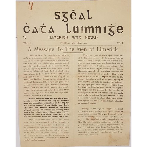 350 - Sgéal Chatha Luimnighe [Limerick War News]. Vol. 1, No. 1. July 14th 1922. A Message to the M... 