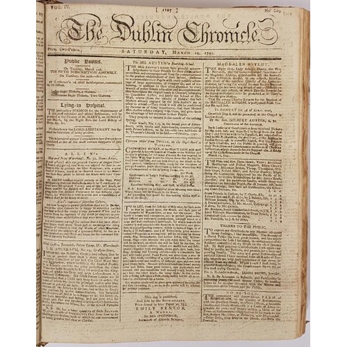 379 - The Dublin Chronicle, 1791, Jan -Dec. Full years editions bound. Half Calf, Marble Boards