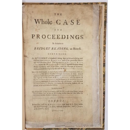 393 - The Whole Case and Proceedings in Relation to Bridget Reading, an Heiress. 1730. Marble boards