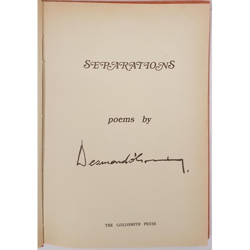 442 - Desmond O’ Grady - SEPARATIONS, 1973, The Goldsmith Press. First Edition, First Printing. publ... 