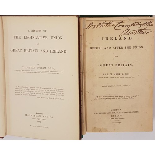 457 - Ireland before and after the Union with Great Britain by R. M. Martin. Dublin. 1848 with folding Sta... 