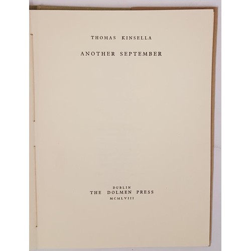 471 - Thomas Kinsella. Another September. Early Dolmen Press edition of Kinsella's first work in original ... 