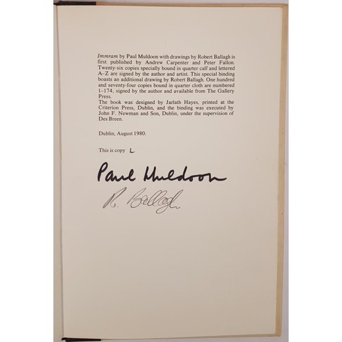 493 - Immram. With Drawings by Robert Ballagh – Paul Muldoon, Robert Ballagh. First edition, first p... 