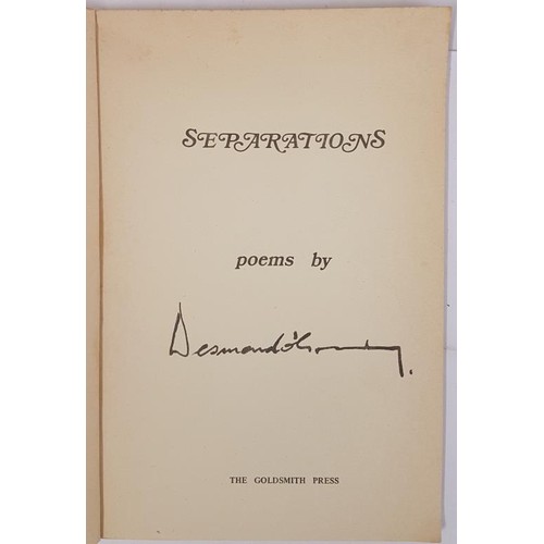 499 - Desmond O’ Grady - SEPARATIONS, 1973, The Goldsmith Press. First Edition, First Printing. Firs... 