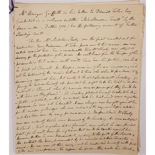 500 - Eighteenth century manuscript with reference to Amyas Griffith , excise officer, writer, and freemas... 