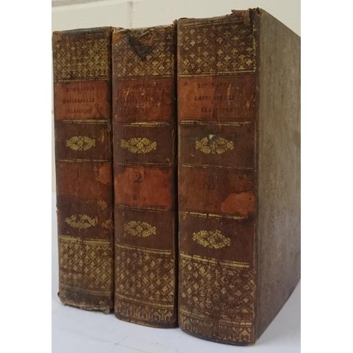 39 - Bindings] Biographie universelle classique. Paris, 1829. 3 vols. tree calf, gilt decorated spines. A... 
