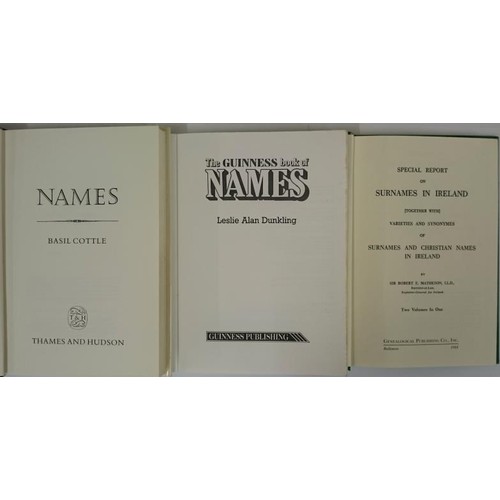 117 - Matheson, Surnames in Ireland, 1988 2 vols in one, facs edition of 1901 and 1909. Cloth, 8vo, vg to ... 