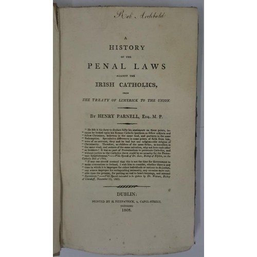 120 - A History of the Penal Laws against the Irish Catholics from Treaty of Limerick to the Union by Henr... 