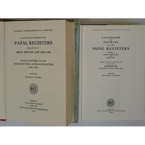 191 - Calendar of Papal Letters, vol xv, 1484-1492; Vol xix, 1503-1513; large 8vo, djs. (2)