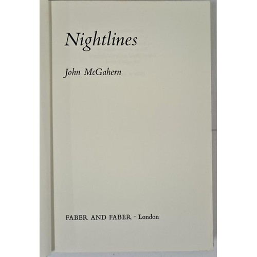 196 - John McGahern. Nightlines. 1970. 1st McGahern's third novel. Fine copy in very good jacket.