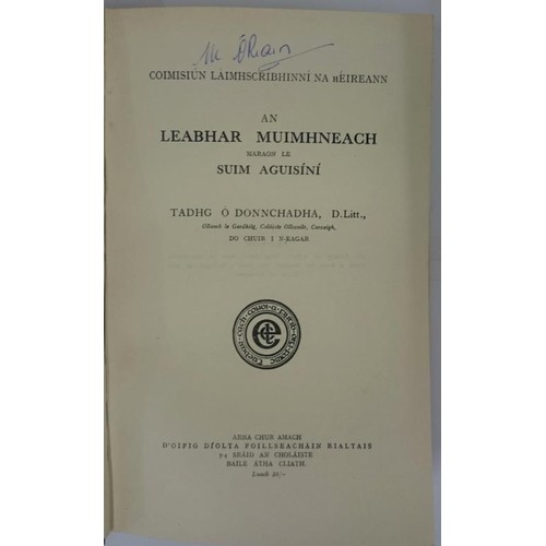 198 - O'Donnachadha, An Leabhair Muimhneach, IMC, large 8vo, 535 pps, red cloth. Nd but probably 1950s; vg... 