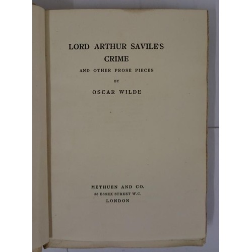 201 - Oscar Wilde. Lord Arthur Savile's Crime and Other Prose Pieces. 1908. Limited Edit. Large paper. Ori... 