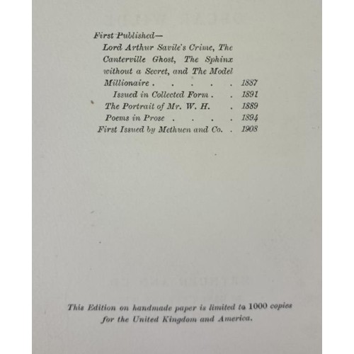 201 - Oscar Wilde. Lord Arthur Savile's Crime and Other Prose Pieces. 1908. Limited Edit. Large paper. Ori... 