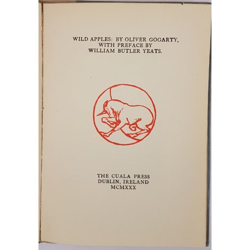 208 - Oliver St. John. Wild Apples. Cuala Press, Dublin,1930. Original linen over grey-blue mottled boards... 