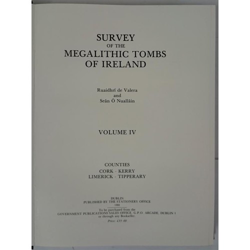 210 - Survey of the Megalithic Tombs of Ireland: Volume 4, Cork, Kerry, Limerick Tipperary Ruaidhri de Val... 