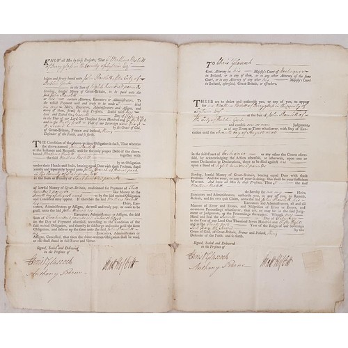 215 - A Printed Bond with Manuscript entries relating to Matthew Nesbitt of Derryglass in the County of Le... 