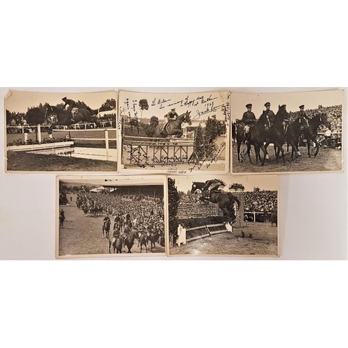 224 - 5 Photographs of the Irish Free State Equestrian team performing at Aachen 1938. 2 SIGNED ,1 with in... 